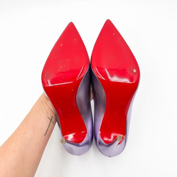 Christian Louboutin Kate 100 Metallic Leather Purple Heels EU 40 US 10 Pumps - Picture 11 of 13